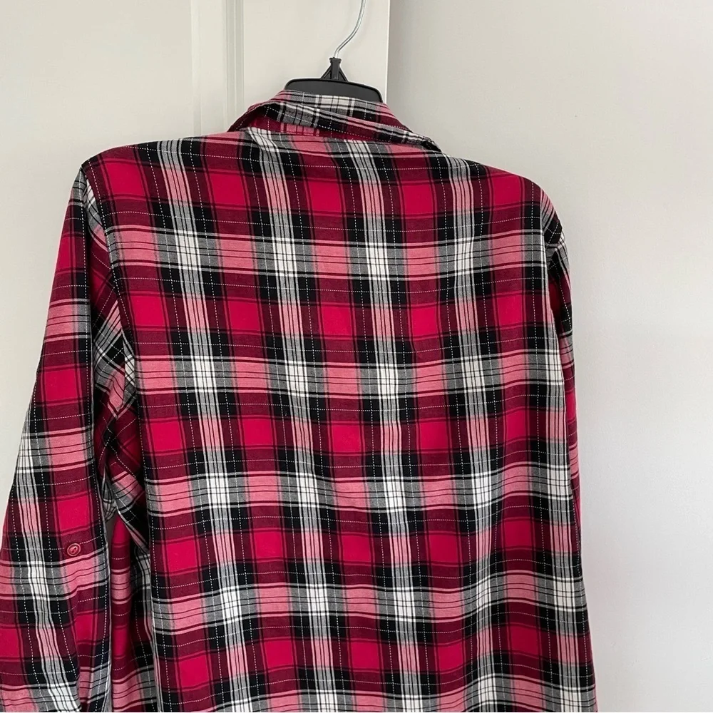 Southern Lady Plaid Button Down Shirt Red White & Black Size L - Picture 7 of 12